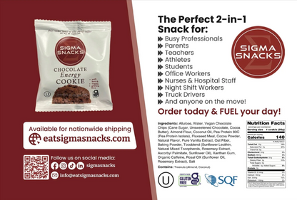 18 Pack - Chocolate Sigma Snacks Energy Cookies